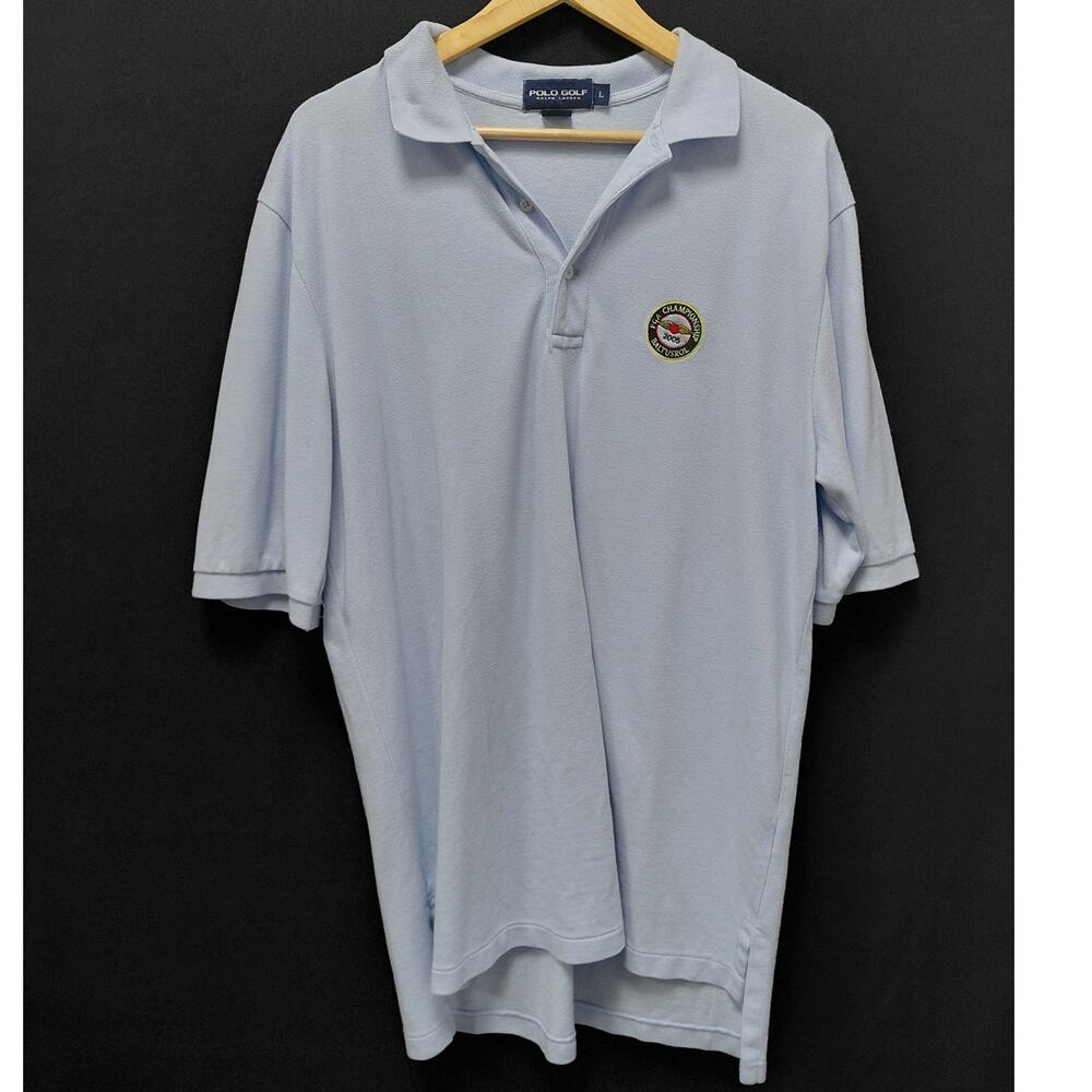 Vintage POLO GOLF RALPH LAUREN PGA Championship Shirt Blue Short Size L